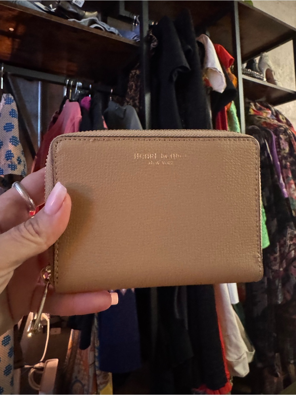 Henri Bendel Beige Zip Wallet